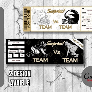 Ticket Vorlage für Fußballspiel Tampa Bay Colors Surprise, Sofortiger Download, Sehr Einfach Bearbeitbares und Ausdruckbares Ticket