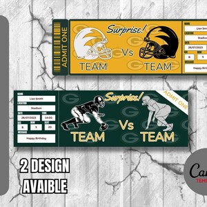 Ticket-Vorlage für das Fußballspiel Tampa Bay Colors Surprise, Sofort-Download, sehr einfach bearbeitbar und druckbare Karte