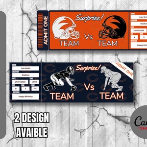 Ticket-Vorlage für das Fußballspiel Tampa Bay Colors Surprise, Sofort-Download, sehr einfach bearbeitbar und druckbare Karte