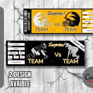 Ticket Vorlage für Fußballspiel Tampa Bay Colors Surprise, Sofortiger Download, Sehr Einfach Bearbeitbares und Ausdruckbares Ticket