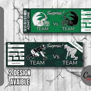 Ticket-Vorlage für das Fußballspiel Tampa Bay Colors Surprise, Sofort-Download, sehr einfach bearbeitbar und druckbare Karte