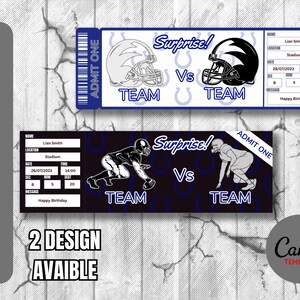 Ticket Vorlage für Fußballspiel Tampa Bay Colors Surprise, Sofortiger Download, Sehr Einfach Bearbeitbares und Ausdruckbares Ticket