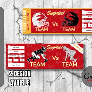 Ticket-Vorlage für das Fußballspiel Tampa Bay Colors Surprise, Sofort-Download, sehr einfach bearbeitbar und druckbare Karte