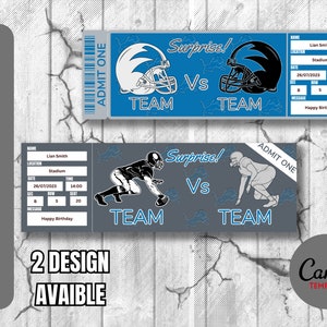 Ticket Vorlage für Fußballspiel Tampa Bay Colors Surprise, Sofortiger Download, Sehr Einfach Bearbeitbares und Ausdruckbares Ticket