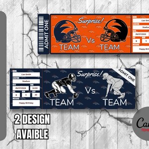 Ticket Vorlage für Fußballspiel Tampa Bay Colors Surprise, Sofortiger Download, Sehr Einfach Bearbeitbares und Ausdruckbares Ticket
