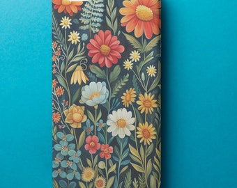 Phone Case Scandinavian floral folk art black background phone case iPhone Google Pixel Samsung Galaxy phone case Nordic floral phone case
