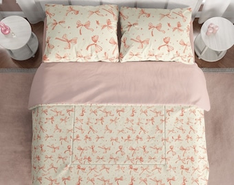Coquette pink bow Comforter coquette decor King bed Queen comforter Twin XL Twin Bedding Comforter Bedroom Decor pink coquette aesthetic bow