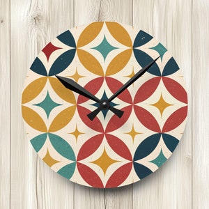Mid-century modern Wall Clock Round or Square Kitchen Clock Living Room Decor New Home Gift fun colorful retro wallclock 1950's aesthetic