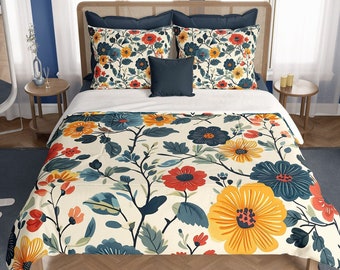 Scandinavian Folk Floral Comforter King Queen Twin XL comforter Twin Green Red Nordic Style Bedding Bedroom Decor Quilt Comforter Danish bed