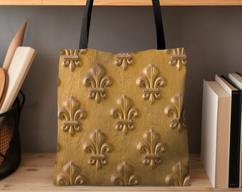 Golden Fleur-de-Lis Tote bag Elegant Royal tote bag Gold fleur de lys Chic tote bag French Elegance tote bag gift for her tote bag Carry all