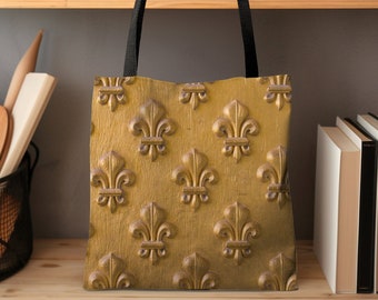 Goldene Fleur-de-Lis Einkaufstasche Elegante königliche Einkaufstasche Goldene Fleur de Lys Schicke Einkaufstasche Französische Eleganz Einkaufstasche Geschenk für ihre Einkaufstasche Tragen alle