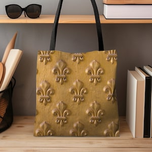 Goldene Fleur-de-Lis Einkaufstasche Elegante königliche Einkaufstasche Goldene Fleur de Lys Schicke Einkaufstasche Französische Eleganz Einkaufstasche Geschenk für ihre Einkaufstasche Tragen alle