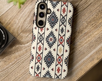 Southwestern Tough Phone Case geometric diamond pattern Aztec phone case Google Pixel Samsung Galaxy s24 case iPhone 11 13 15 modern western