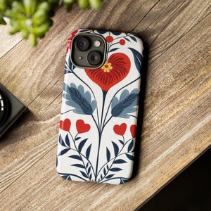 Phone Case Scandinavian rosemaling folk art iPhone case Google Pixel phone case Samsung Galaxy phone case Nordic folk art floral phone case