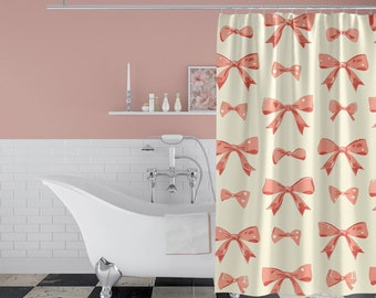 Coquette bow Shower Curtain pink coquette decor shower curtain pink bow bathroom Decor coquette aestheticc shower curtain bathroom gift for
