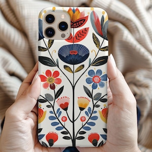 Phone Case Scandinavian rosemaling folk art phone case iPhone 13 case Google Pixel Samsung Galaxy case iPhone 11 Nordic case iPhone 15 case
