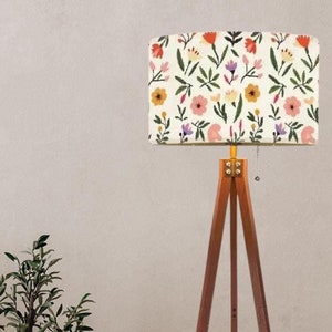 Floral Tripod Floor Lamp Minimalist Flower Decor Wood lamp Modern Living Room floral Aesthetic New Home Lighting Made in USA Gift for mom