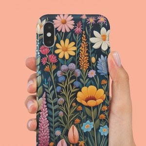 Phone Case Scandinavian floral folk art phone case available iPhone Google Pixel Samsung Galaxy phone case Nordic floral folk art phone case