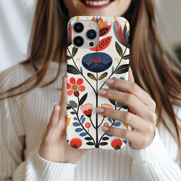 Phone Case Scandinavian rosemaling folk art phone case iPhone 13 case Google Pixel Samsung Galaxy case iPhone 11 Nordic case iPhone 15 case