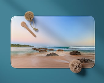 Kauai Beach Golven en Zand Badmat badkamermat aankleedkussen kustbadkamer kustdecor schattig badcadeau antislip oceaan badkamer decor