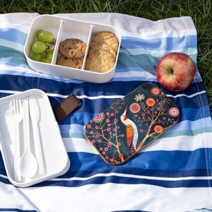 Bento Lunch Box Japandi Kunst Vogel Lunchbox Holz Eco wiederverwendbare Lunchbox Skandinavische japanische Volkskunst Lunchbox japanische ästhetische Bentobox