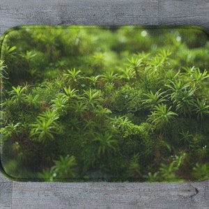 Lush Green Bog Moss Image Bath Mat Vibrant Nature Inspired Design Eco-Chic Bathroom Decor Soft Non-Slip Luxurious Feel outdoor inside green