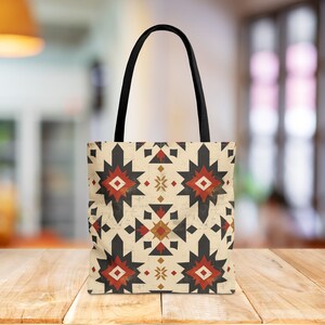 Tragetasche im Südwest-Design, moderne Western-Tragetasche mit indianischem Muster, schwarz, geometrisches Western-Design, Azteken- und Navajo-Landkunst