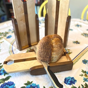 Handcrafted Wood bread cutting board for Kitchen Decor bread slicer board double sided slicing board regular French artisan bread gift for