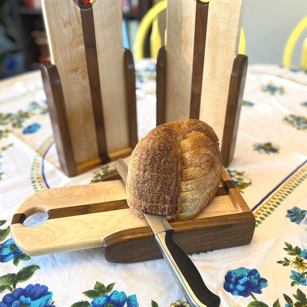 Handcrafted Wood bread cutting board for Kitchen Decor bread slicer board double sided slicing board regular French artisan bread gift for