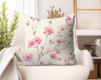 Quadratisches Kissen rosa kokett rosa Blumenkissen Akzentkissen Blumendeko Schlafzimmerdekor elegantes Wohnzimmerkissen
