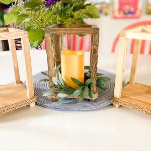 Handmade 3-piece set rustic wood lantern candle decor wedding centerpiece wood & rope wedding candle lantern home decor rustic candle gift