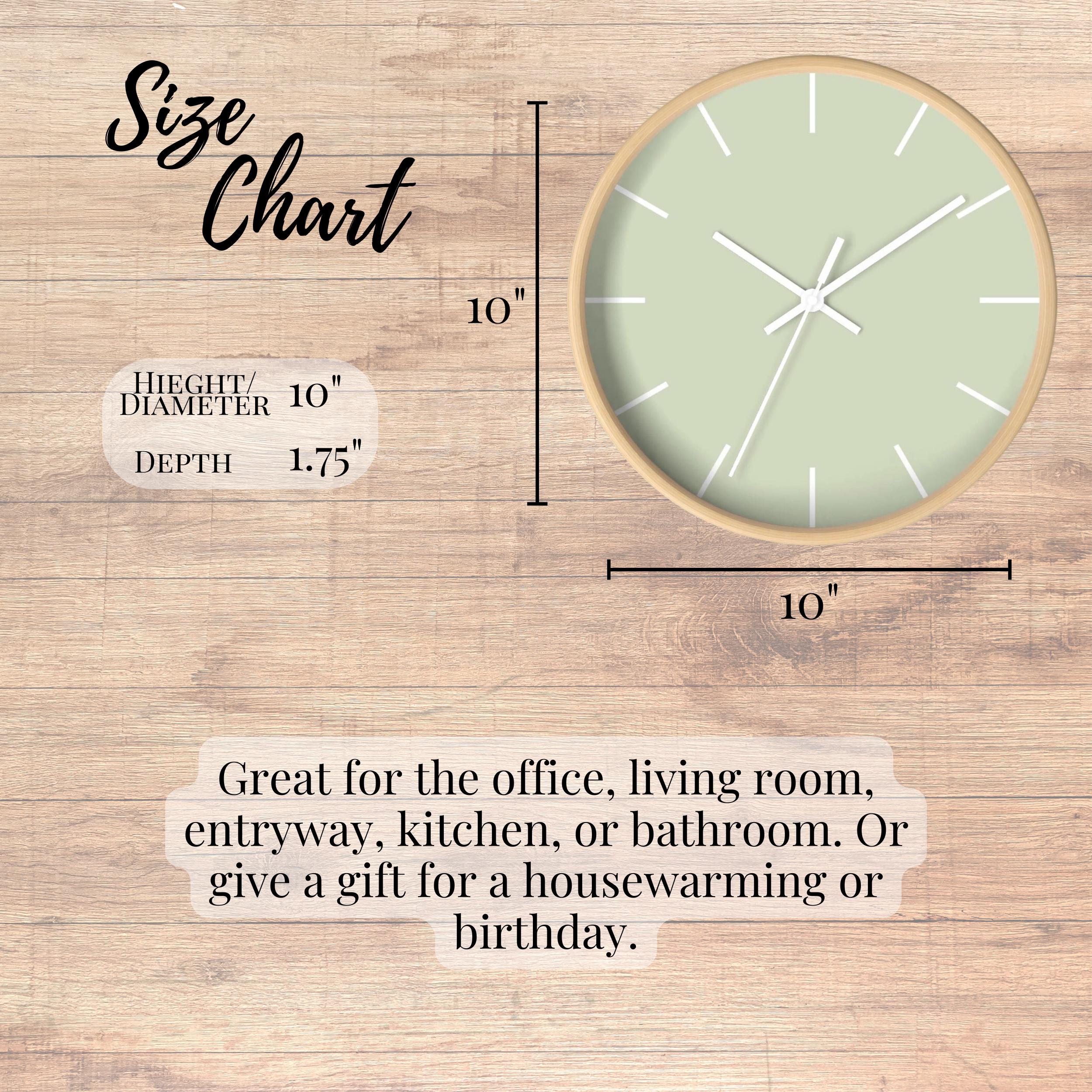 Sage Green Wall Clock Minimalist Green Clock for Living Room Wall Decor ...