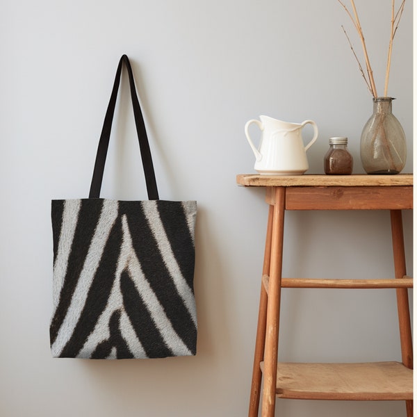 Zebra print Tote Bag black and white zebra stripe tote animal print tote zebra fur image tote reusable zebra bag tote black and white tote