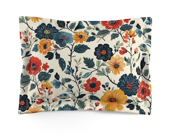 Microfiber Pillow Sham Scandinavian floral folk art pillowcase Nordic King Pillow case sham standard Pillow Sham Nordic Bedroom Decor Danish