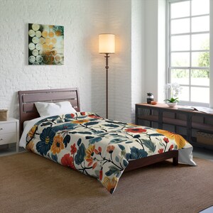 Scandinavian Folk Floral Comforter King Queen Twin XL comforter Twin Green Red Nordic Style Bedding Bedroom Decor Quilt Comforter Danish bed image 4