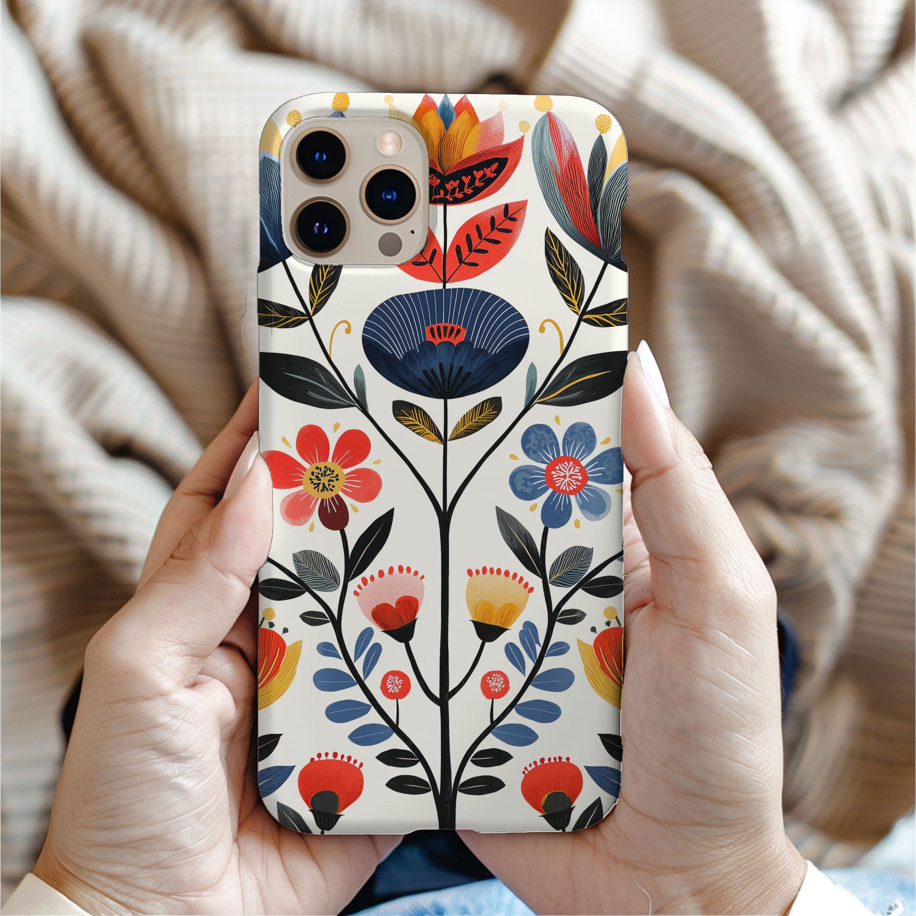 Phone Case Scandinavian rosemaling folk art phone case iPhone 13 case Google Pixel Samsung Galaxy case iPhone 11 Nordic case iPhone 15 case