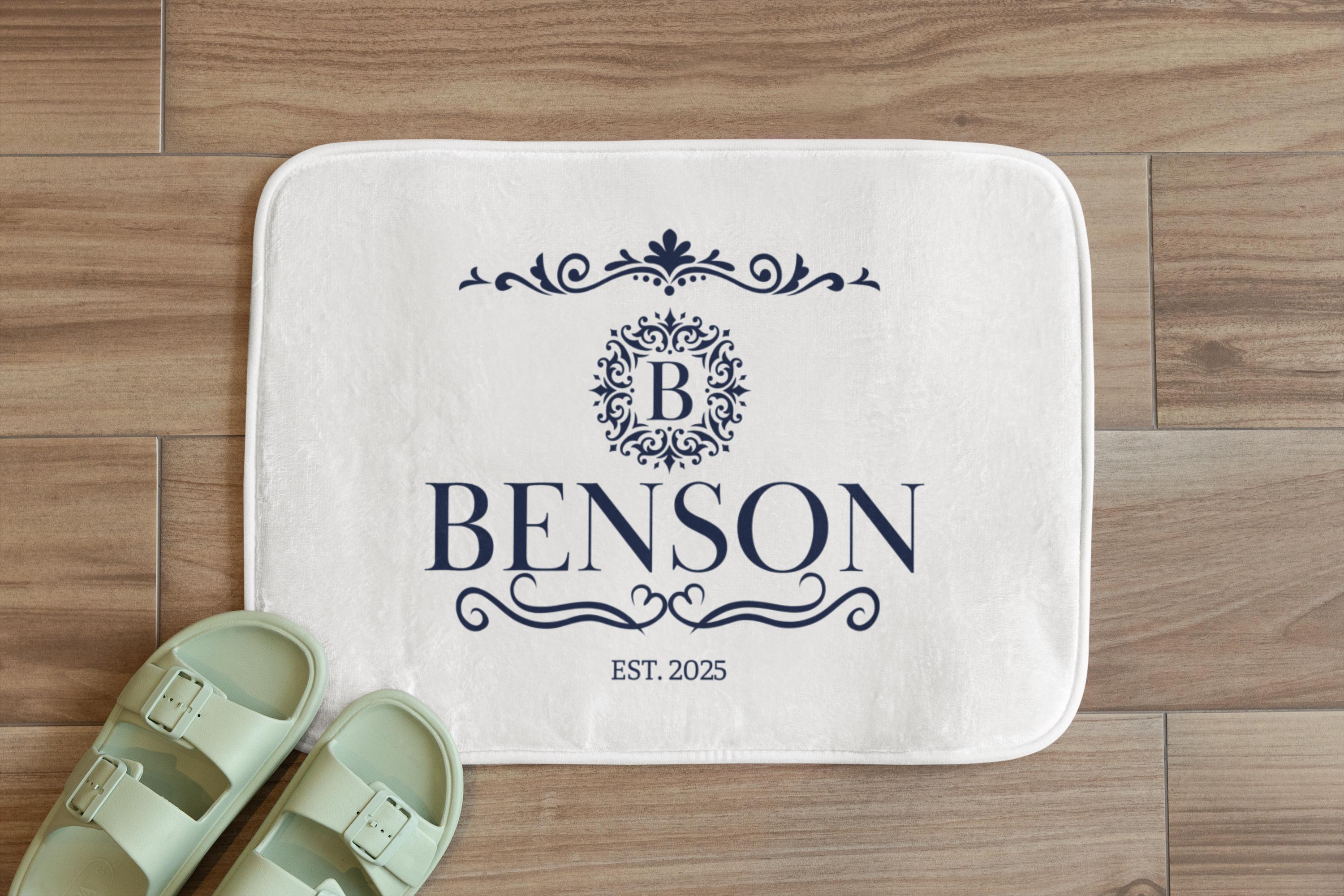 Custom Monogram Bath Mat Personalized Name Bathmat Wedding Gift ...