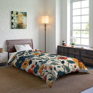 Scandinavian Folk Floral Comforter King Queen Twin XL comforter Twin Green Red Nordic Style Bedding Bedroom Decor Quilt Comforter Danish bed image 5