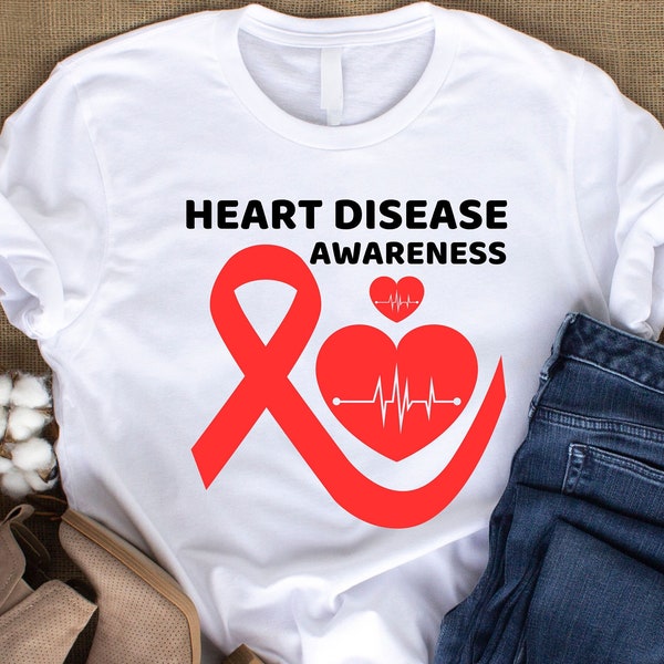 Heart Disease Awareness Svg Png , Heart Health Awareness Svg, Heart Disease Svg, Red Ribbon Svg Gifts Cricut Sublimation Design
