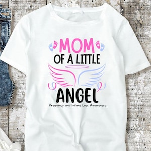 Mom Of A Little Angel Svg, Pregnancy and Infant Loss Awareness Svg Png, Pink and Blue Ribbon Svg Cricut Sublimation Design