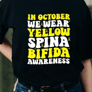 Spina Bifida Awareness Svg Png, In October We Wear Yellow Spina Bifida Rainbow Svg, Yellow Ribbon Svg Cricut Sublimation Design
