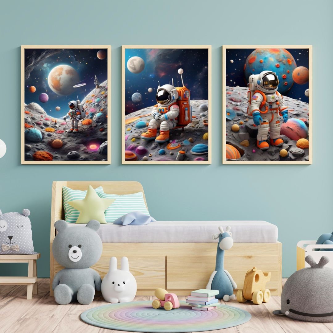Outer Space Printable,space Nursery Prints,wall Art Set of 3 for ...