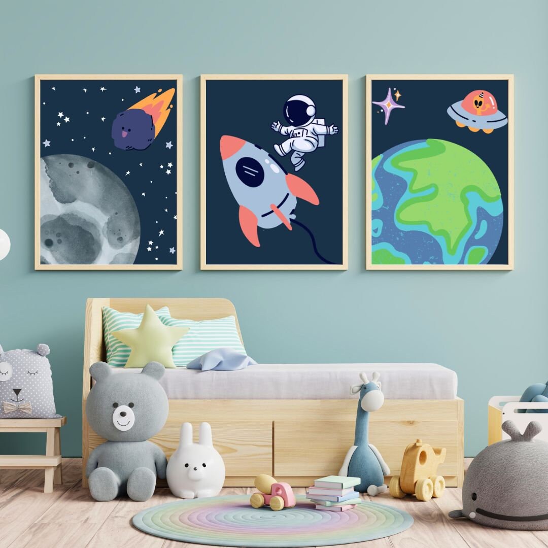 Outer Space Printable,space Nursery Prints,wall Art Set of 3 for ...