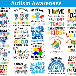 Autism Awareness SVG png Bundle, Autism Quotes Bundle PNG, Autism PNG, Autism Ribbon Png, Puzzle Piece, Autism shirt, Autism mama svg