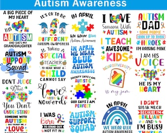 Autism Awareness SVG png Bundle, Autism Quotes Bundle PNG, Autism PNG, Autism Ribbon Png, Puzzle Piece, Autism shirt, Autism mama svg