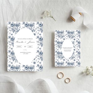 Bridgerton Inspired Royal Wedding Blue Invitation Template, Customizable Wedding Invitations