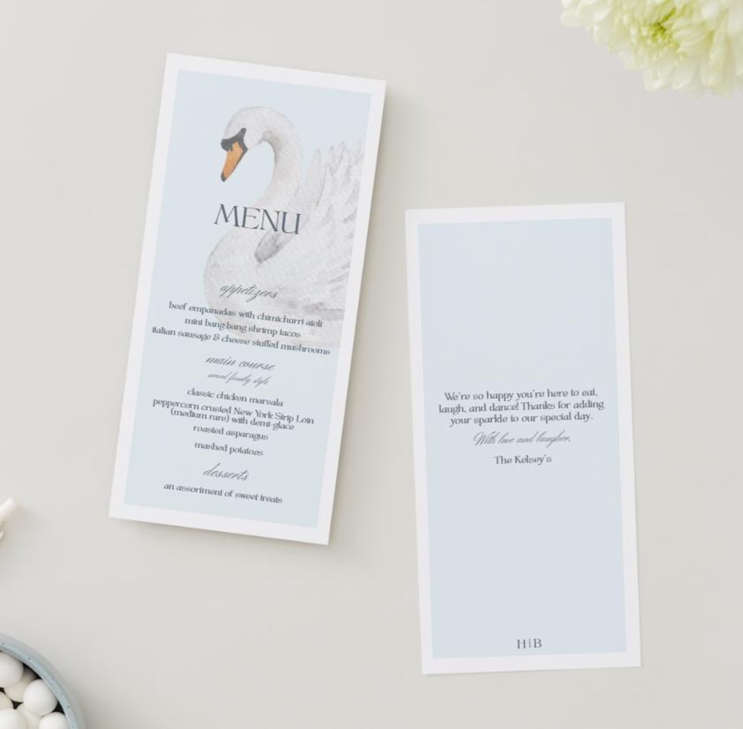 Menu Backdrop Swan Swan Wedding Menus - Etsy
