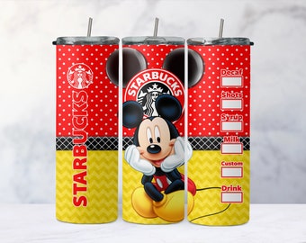 Mic-key Tumbler. 20oz Skinny Tumbler. Insulated Drinking Cup Flask Spill Proof with Metal Straw.