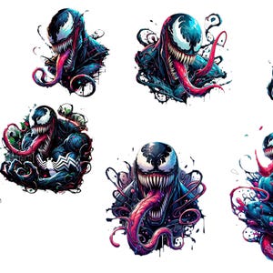 Venom Watercolor Clipart Bundle | 8 PNG SVG Files | Printable Venom Art | Sublimation Designs | High-Quality Digital Download