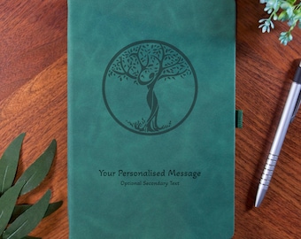 Personalised Tree of Life Journal: A5 Hardcover Travel Notebook, Laser Engraved PU Leather.